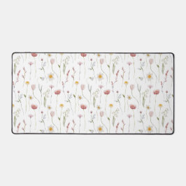 Dusty Pink Watercolor Wildflower Bureaumat