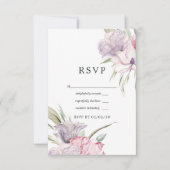 Dusty Pink Waterverf Boho Floral Wedding RSVP Kaartje (Voorkant)