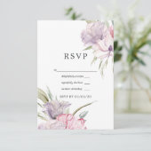 Dusty Pink Waterverf Boho Floral Wedding RSVP Kaartje (Staand voorkant)