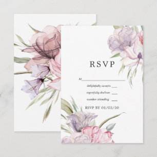 Dusty Pink Waterverf Boho Floral Wedding RSVP Kaartje