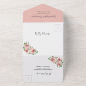Dusty Pink Waterverf Floral Geometric Wedding All In One Uitnodiging (Buitenkant)