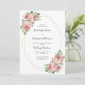 Dusty Pink Waterverf Floral Geometric Wedding Kaart (Staand voorkant)