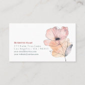 Dusty Pink Waterverf Flower, naam, info, wit Visitekaartje (Achterkant)