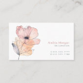 Dusty Pink Waterverf Flower, naam, info, wit Visitekaartje (Voorkant)