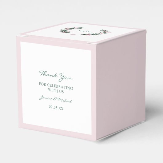 Dusty Pink Waterverf Magnolia Bouquet Wedding Bedankdoosjes (Voorkant Zijde)