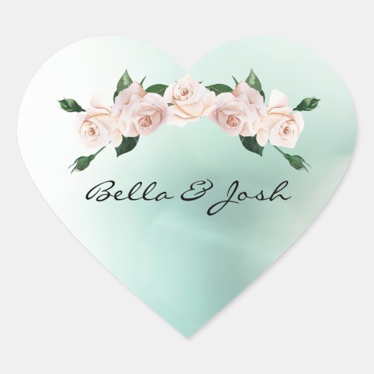 Dusty Pink Waterverf Roos Blossom Bud Hart Sticker (Voorkant)