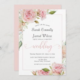Dusty Pink Waterverf Roos Weddenschap Kaart
