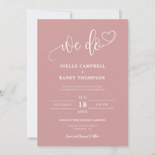 Dusty Pink we doen Boho Wedding QR Code Arch Foto Kaart (Voorkant)