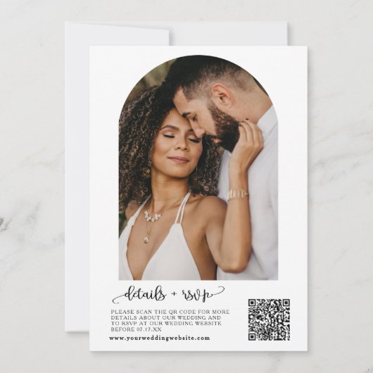 Dusty Pink we doen Boho Wedding QR Code Arch Foto Kaart (Achterkant)