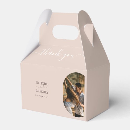 Dusty Pink we doen minimalistisch fotohuwelijk Bedankdoosjes (Voorkant Zijde)