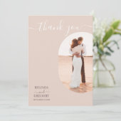 Dusty Pink we doen minimalistisch fotohuwelijk Bedankkaart (Staand voorkant)