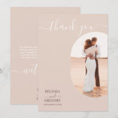 Dusty Pink we doen minimalistisch fotohuwelijk Bedankkaart (Voorkant / Achterkant)