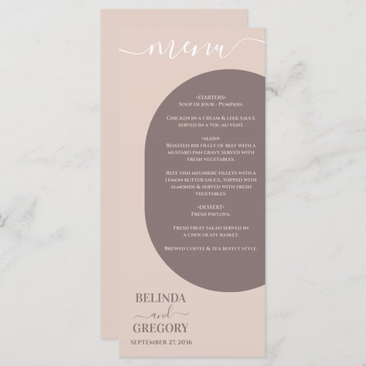 Dusty Pink we doen minimalistisch fotohuwelijk Menu (Voorkant / Achterkant)