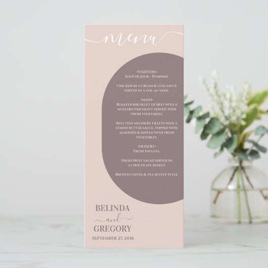 Dusty Pink we doen minimalistisch fotohuwelijk Menu (Staand voorkant)