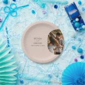 Dusty Pink we doen minimalistisch fotohuwelijk Papieren Bordje (Feest)