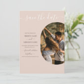 Dusty Pink we doen minimalistisch fotohuwelijk Save The Date (Staand voorkant)