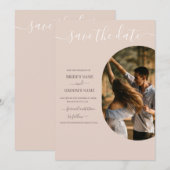 Dusty Pink we doen minimalistisch fotohuwelijk Save The Date (Voorkant / Achterkant)