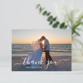 Dusty Pink Wedding Foto Bedankkaart (Staand voorkant)