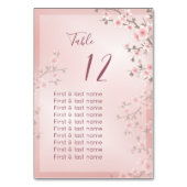 Dusty Pink Wedding Guest Names Kaart (Achterkant)