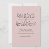Dusty Pink Wedding Invitations Moderne Budget Kaart (Voorkant)