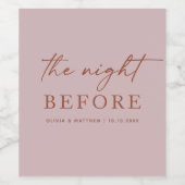 Dusty Pink Wedding repetitie diner | avond ervoor Wijn Etiket (Enkel label)