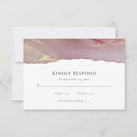 Dusty Pink Wedding RSVP Response Kaart (Voorkant)