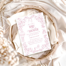 Dusty Pink Whimsical Floral Meisje Baby shower