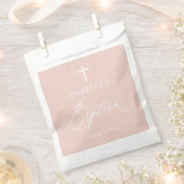 Dusty Pink White Cross Baptism Favor Bags Bedankzakje (Geknipt)