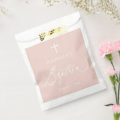 Dusty Pink White Cross Baptism Favor Bags Bedankzakje (Gezegeld)