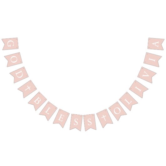 Dusty Pink White Cross Girl Baptism Bunting Flags Vlaggetjes (Alle)