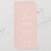 Dusty Pink White Cross-Girl Baptism Menu Kaart (Voorkant / Achterkant)