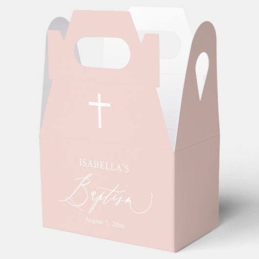 Dusty Pink White Cross Girl Baptisme Favor Box Bedankdoosjes (Geopend)