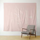 Dusty Pink White Cross Girl Baptisme Fotoachtergro Wandkleed (In Situ (horizontaal))