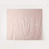 Dusty Pink White Cross Girl Baptisme Fotoachtergro Wandkleed (Voorkant (horizontaal))