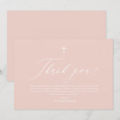 Dusty Pink White Cross Girl Baptisme Hartelijk dan Kaart (Voorkant / Achterkant)