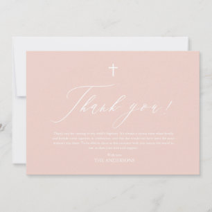 Dusty Pink White Cross Girl Baptisme Hartelijk dan Kaart