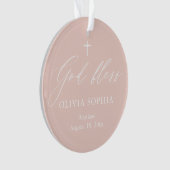 Dusty Pink White Cross Girl Foto Baptisme Ornament (voorkant)