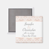 Dusty Pink & White Kroonluchter Damask Save the Da Magneet (Voorkant / Achterkant)