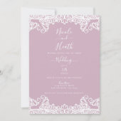 Dusty Pink & White Lace Elegant Wedding Kaart (Voorkant)