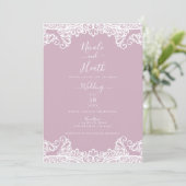 Dusty Pink & White Lace Elegant Wedding Kaart (Staand voorkant)