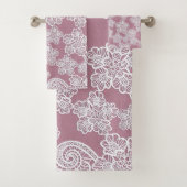 Dusty Pink White Lace geïnspireerd Towel Ser Bad Handdoek (Insitu)
