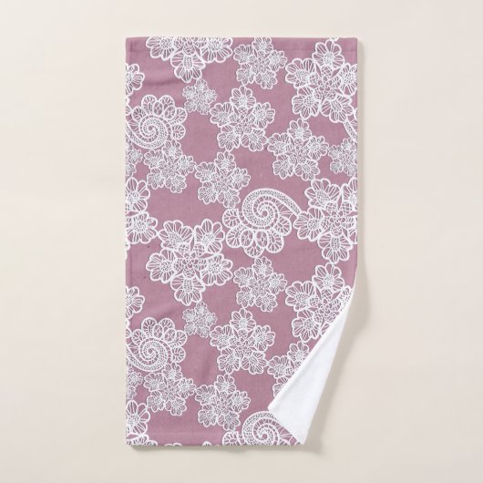 Dusty Pink White Lace geïnspireerd Towel Ser Bad Handdoek (Handdoek)