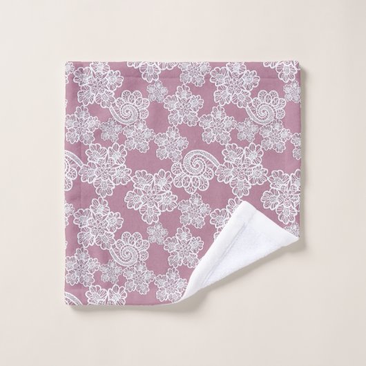 Dusty Pink White Lace geïnspireerd Towel Ser Bad Handdoek (Wasdoekje)