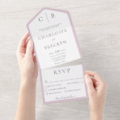 Dusty Pink & White Minimal Monogram Dinner All In One Uitnodiging (Afscheurbaar)