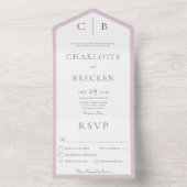 Dusty Pink & White Minimal Monogram Dinner All In One Uitnodiging (Binnen)