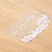 Dusty Pink White Pioenenboog bevestiging Acryl Uitnodigingen (Laagn)