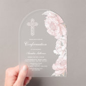 Dusty Pink White Pioenenboog bevestiging Acryl Uitnodigingen (Insitu (Draagbaar))