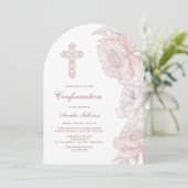 Dusty Pink White Pioenenboog bevestiging Kaart (Staand voorkant)