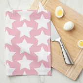 Dusty Pink & White Stars Kitchen Towel Theedoek (Quarter Fold)