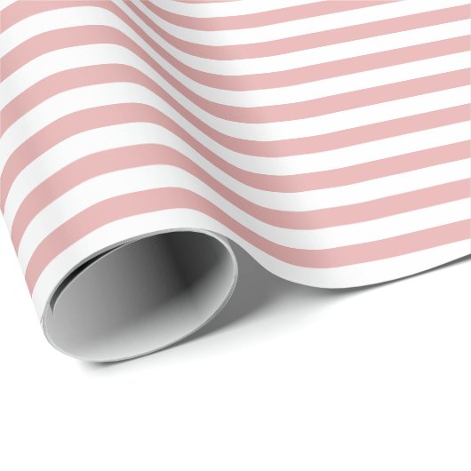 Dusty Pink | white stripe wrapping paper Cadeaupapier (Rol Hoek)